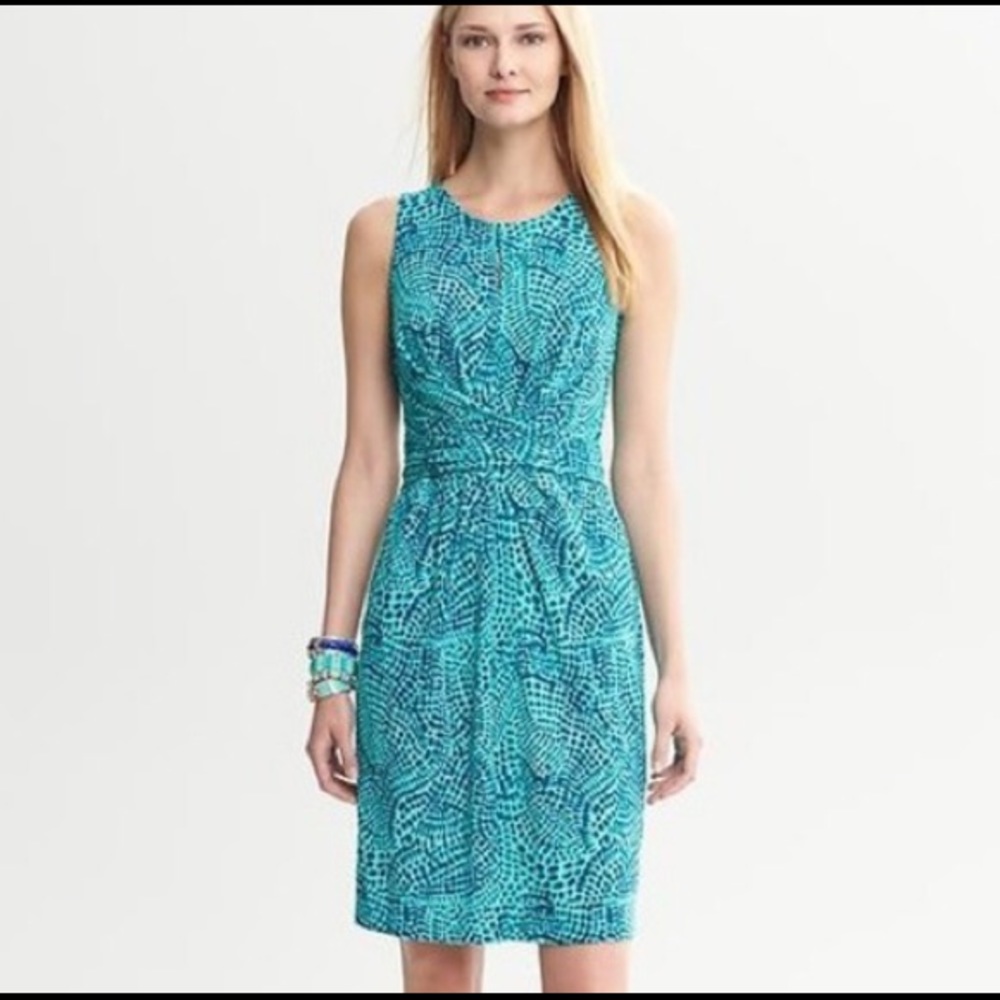 BR Issa Collection Blue Printed Wraptie Dress